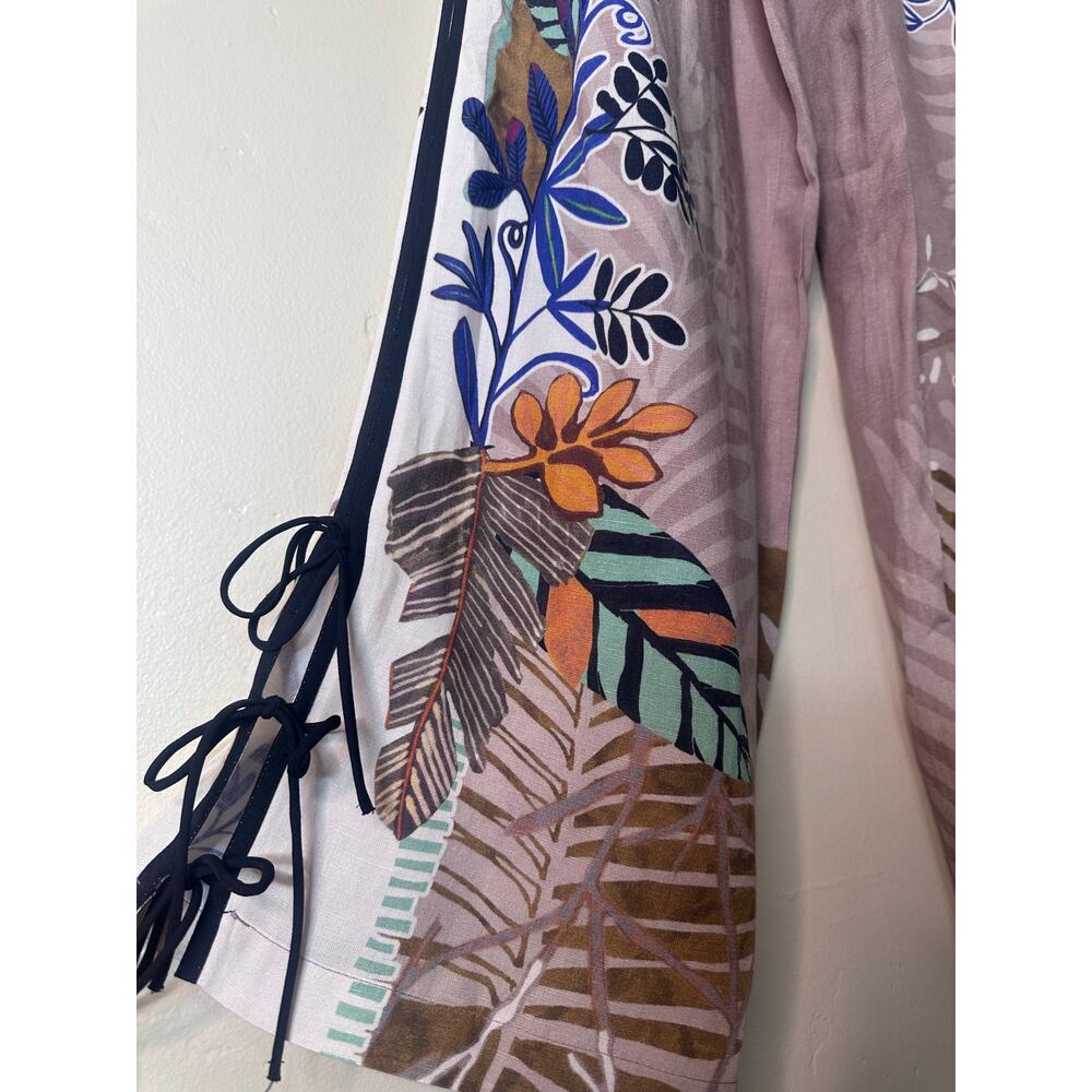 Anthropologie Ranna Gill Linen Blend Printed Side-Bow Wide-Leg Pants SMALL - Picture 4 of 10
